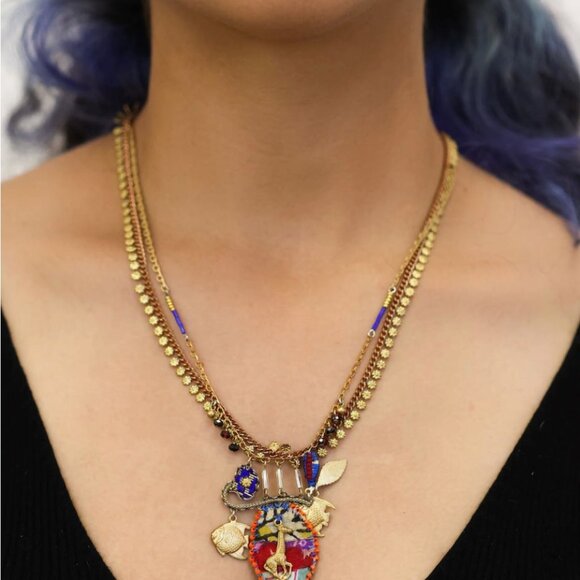 Colorful Statement Necklace with Gold Accents - Picture 2 of 4